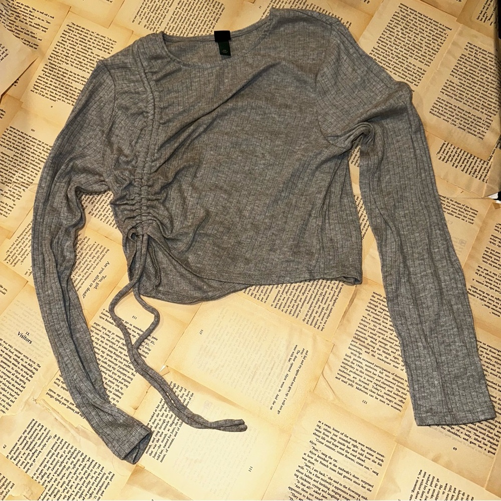 Wild Fable Charcoal Ruched Long Sleeve Top